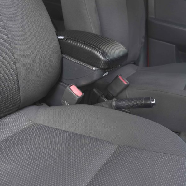 Apoyabrazos para vehículos con acabado en fibra de carbono, puertos USB de carga rápida y portavasos integrado