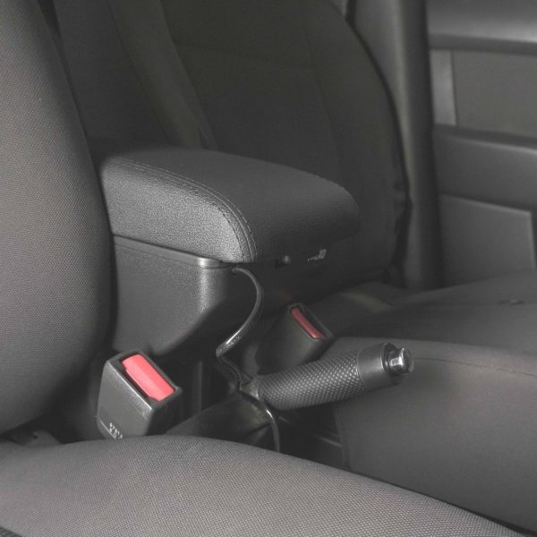 Apoyabrazos para carros, puertos USB de carga rápida y portavasos integrado, ajuste tapa deslizable.
